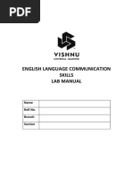 English Language Communication Skills Lab Manual: Name Roll No. Branch Section