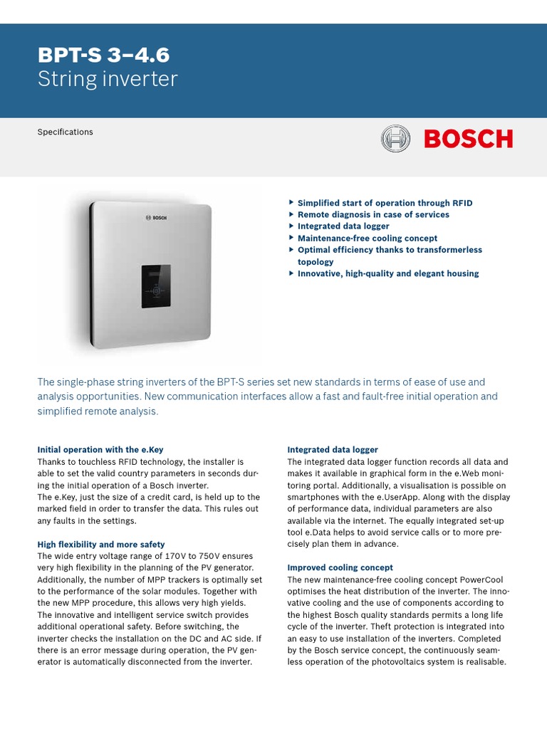 Bosch BPT S String Inverters PDF | PDF | Power Inverter | Alternating ...