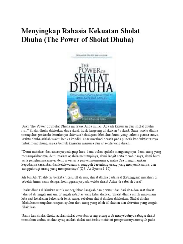 Sholat Dhuha Dan Asmaul Husna Penarik Rezeki