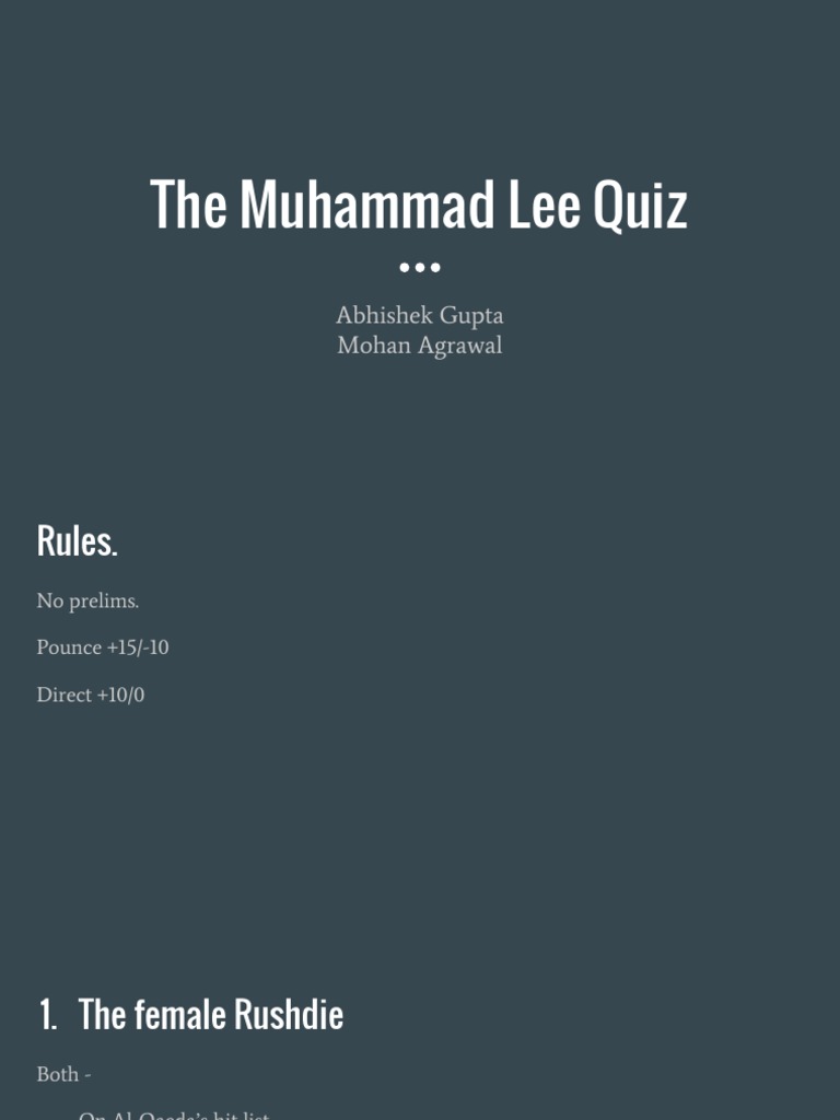 General Quiz Titled The Muhammad Lee Quiz | PDF | Tibet
