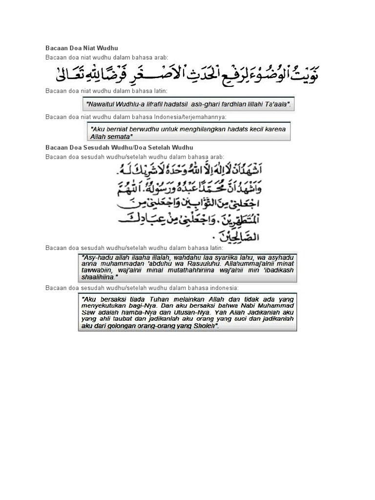 Bacaan Doa Niat Wudhu