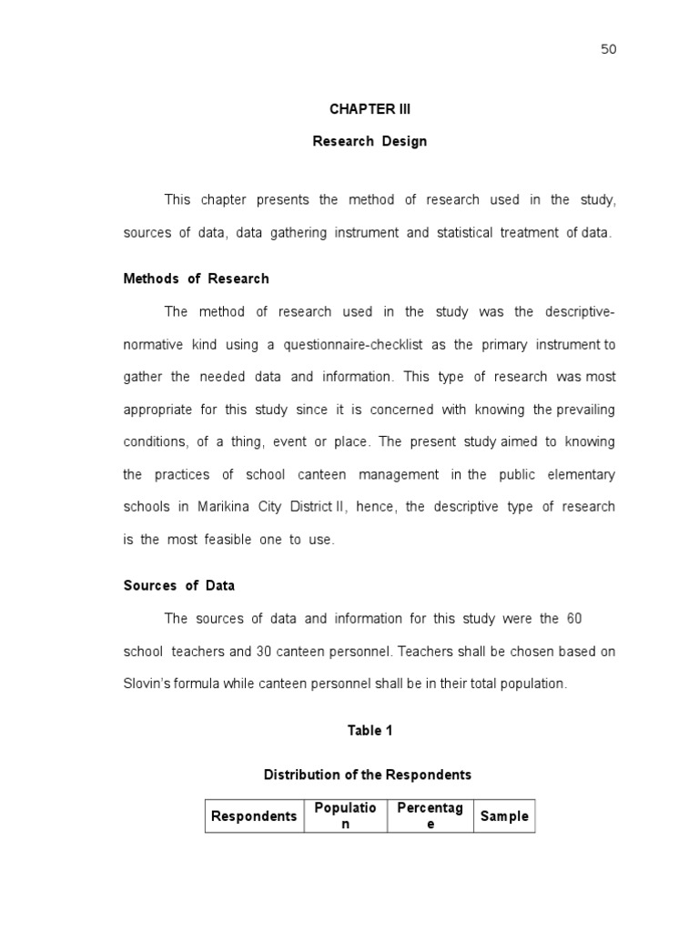 Canteen Management Chapter 3 PDF Data Questionnaire