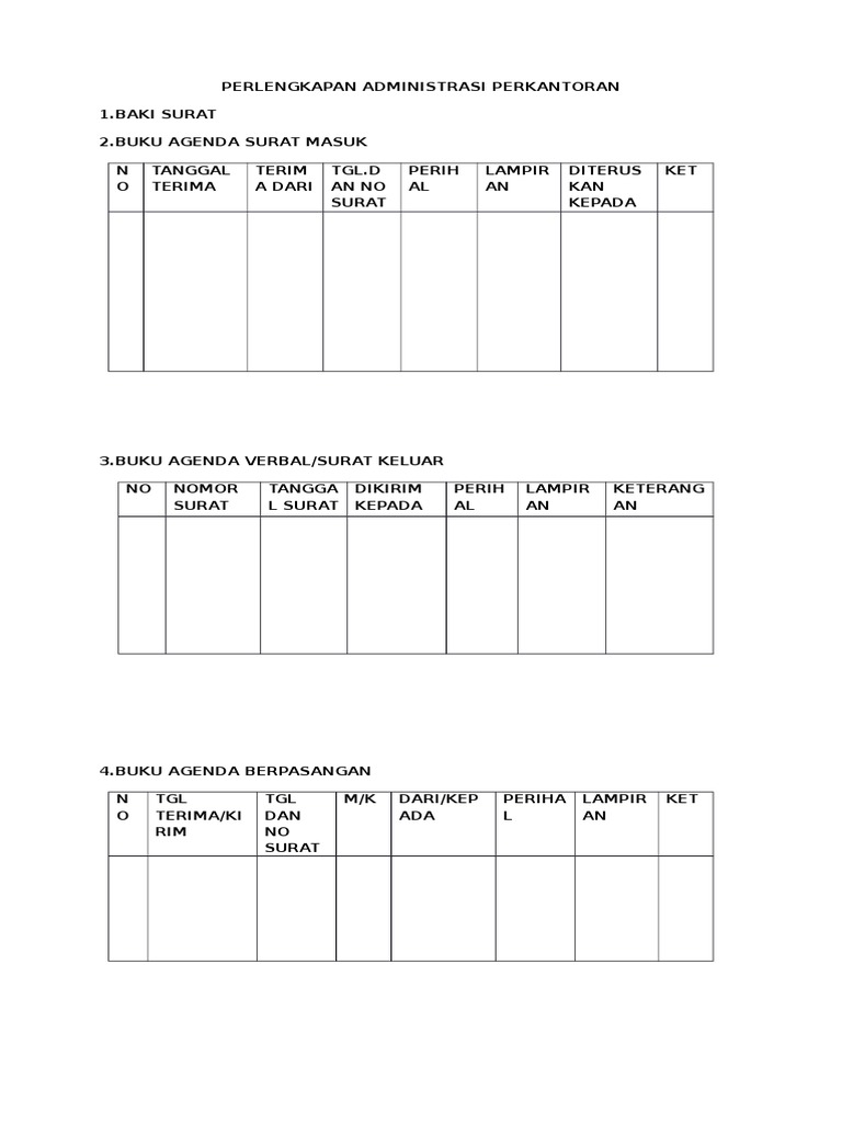 Contoh Buku Agenda Berpasangan Surat Masuk Dan Keluar Info Berbagi Buku