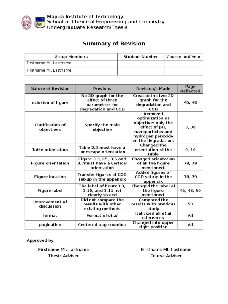 major revisions in a research paper