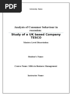 Consumer Behavior Sample Dissertation