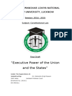 "Executive Power of The Union and The States": Dr. Ram Manohar Lohiya National Law University, Lucknow