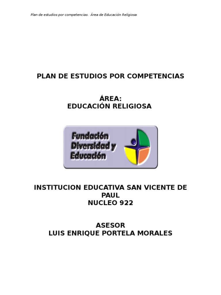 Plan de Estudios en Educación Religiosa | PDF | Plan de estudios ...