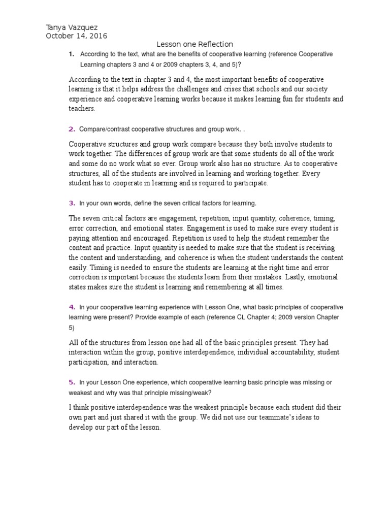Benefits of Cooperative Learning Insights | PDF