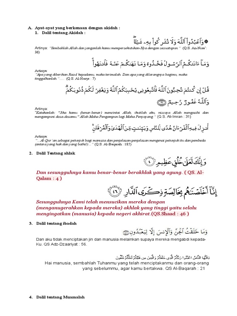 Dalil Tentang Akidah