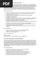 Civil Foreman Duties and Responsibilities | PDF