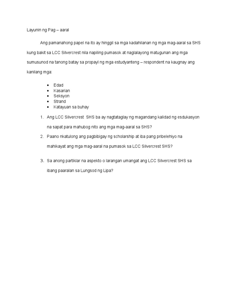 Layunin ng pag aaral research paper image