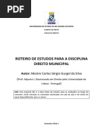 Roteiro de Aulas Direito Municipal - Aulas 1 e 2