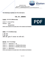 Dear Parent, The Following Is Syllabus For FA-3 Unit Test-3. F.A. - III Syllabus