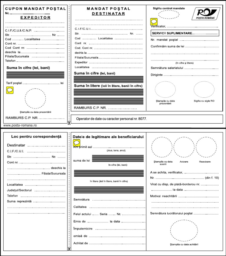 Formular Mandat Postal Persoane Juridice PDF