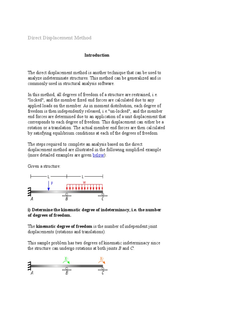 Direct Displacement Method in Analysis | PDF | Structural Analysis ...