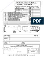 Exhibition Stand Fittings: Rental Order Form