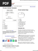 Cylinder Area Calculator