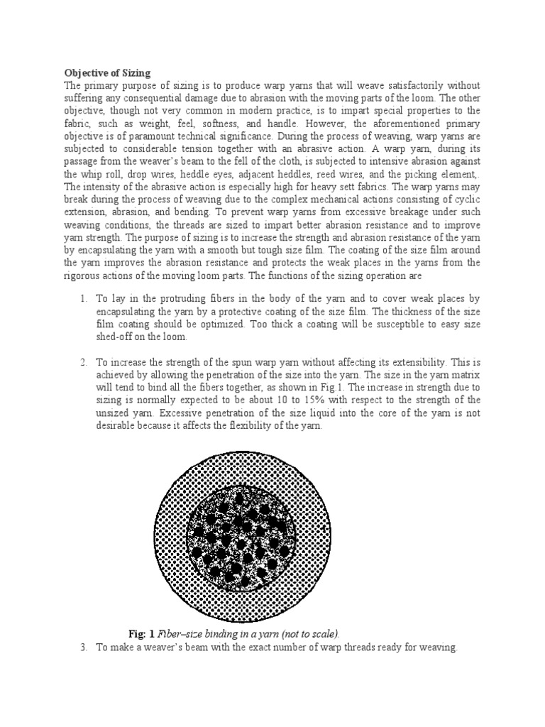 Objective of Sizing PDF Yarn Weaving