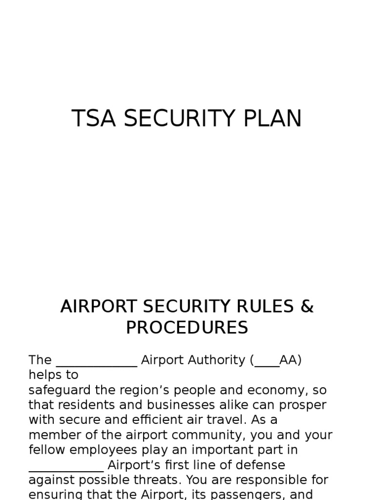 Tsa Security Plan Identity Document Airport Security