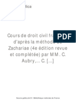 Cours de Droit Civil Français (... ) Aubry Charles Bpt6k5686495c