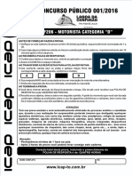 Prova Da Instituição ICAP de Concursos - Motorista Categoria "D"