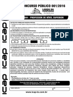 Prova Da Instituição ICAP de Concursos - Professor de Nível Superior