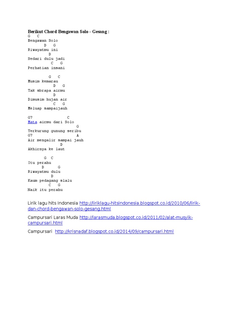 Berikut Chord Bengawan Solo PDF