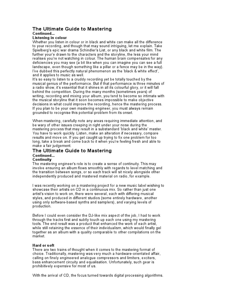 The Ultimate Guide To Mastering PDF Equalization (Audio