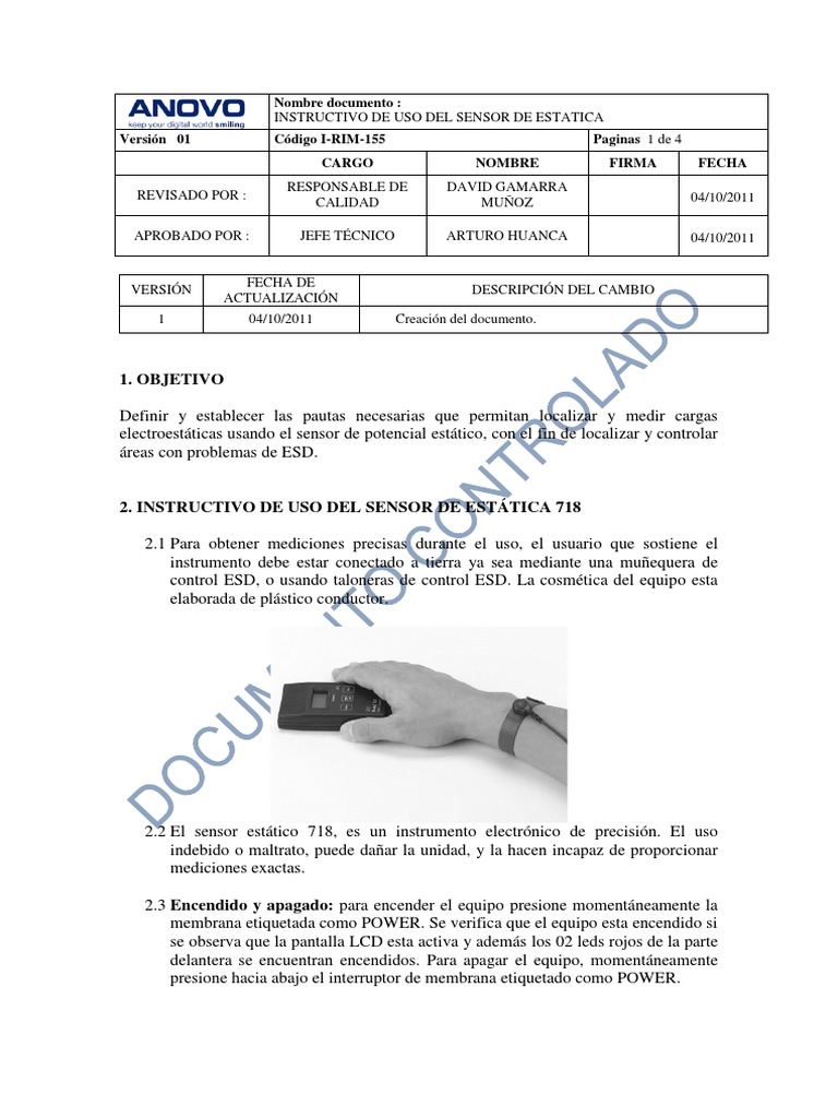 Instructivo Sensor de Estática 718 | PDF | Sensor | Diodo emisor de luz