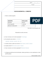 Avaliacao de Matematica 1º Bimestre 5º Ano Respostas