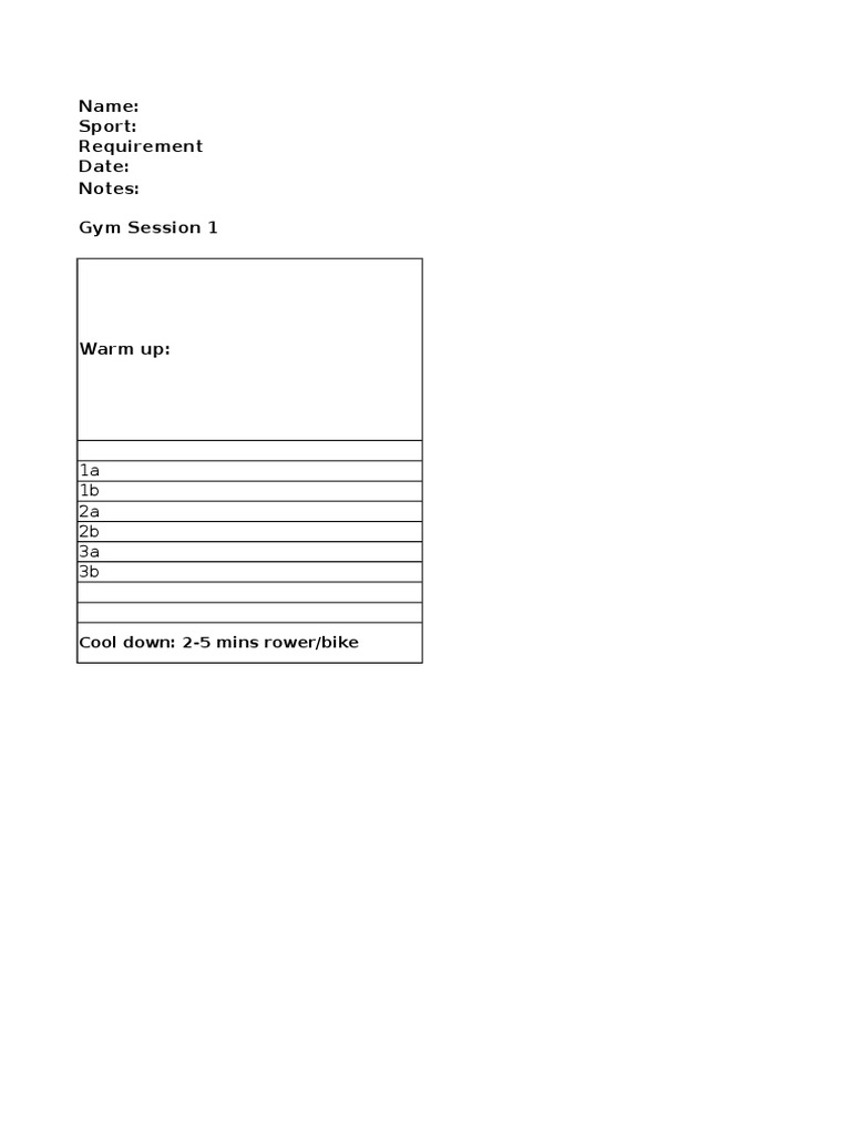 Gym Session Workout Plan and Notes | PDF