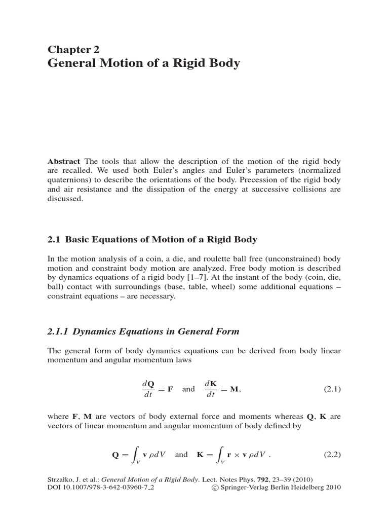 General Motion of Rigid Bodies | PDF | Collision | Euclidean Vector