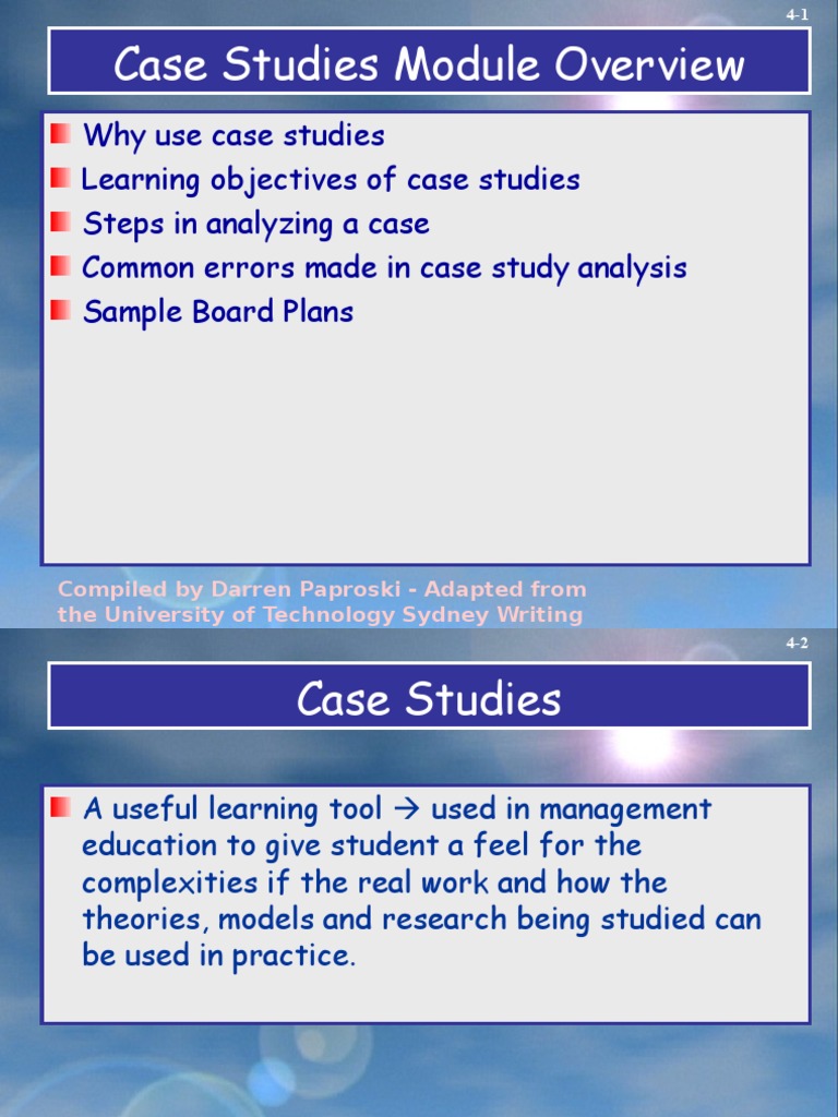 what is the advantage of analyzing case studies (competency 5)