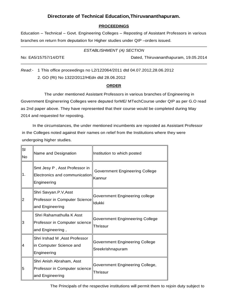 Reposting Orders for Assistant Professors | PDF