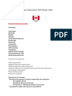 Canadian Government Quiz Review Sheet