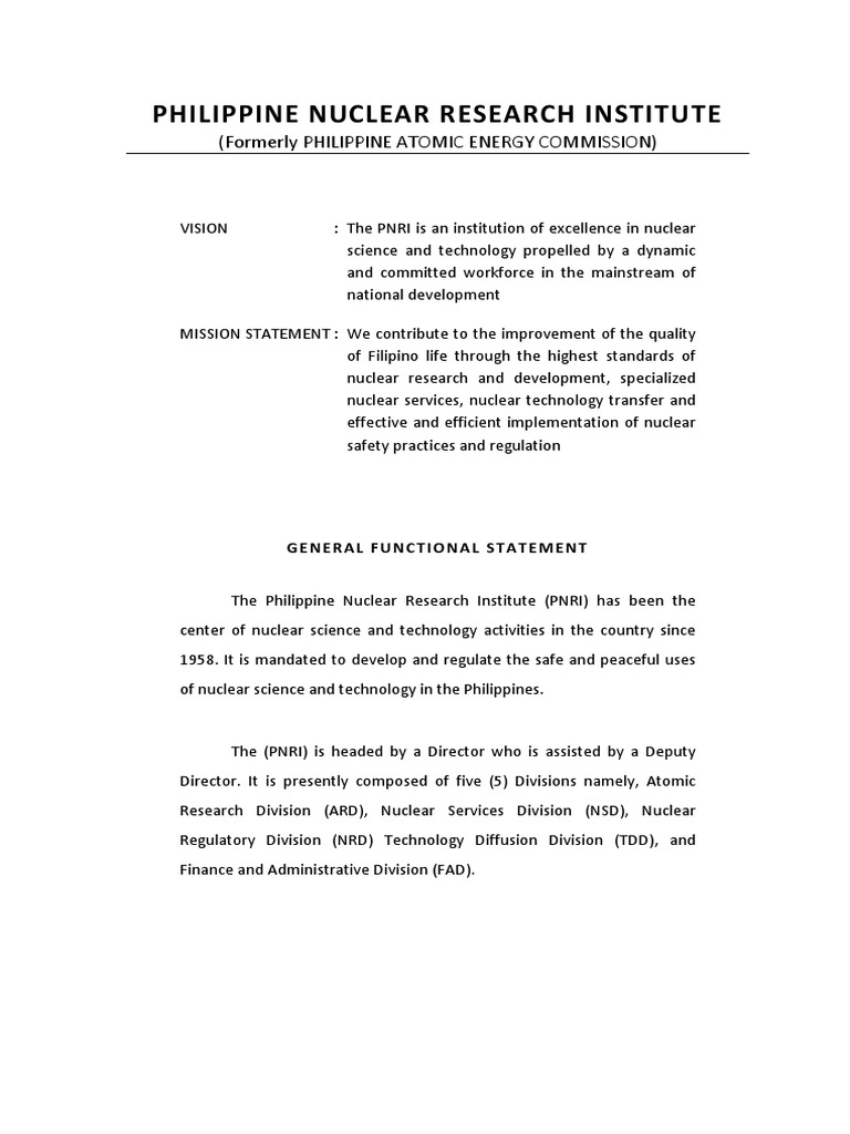 Pnri general functional statement dosimetry international atomic