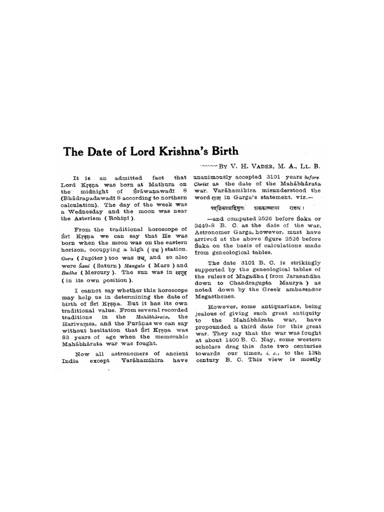 Date of Lord Krishna's Birth PDF | PDF