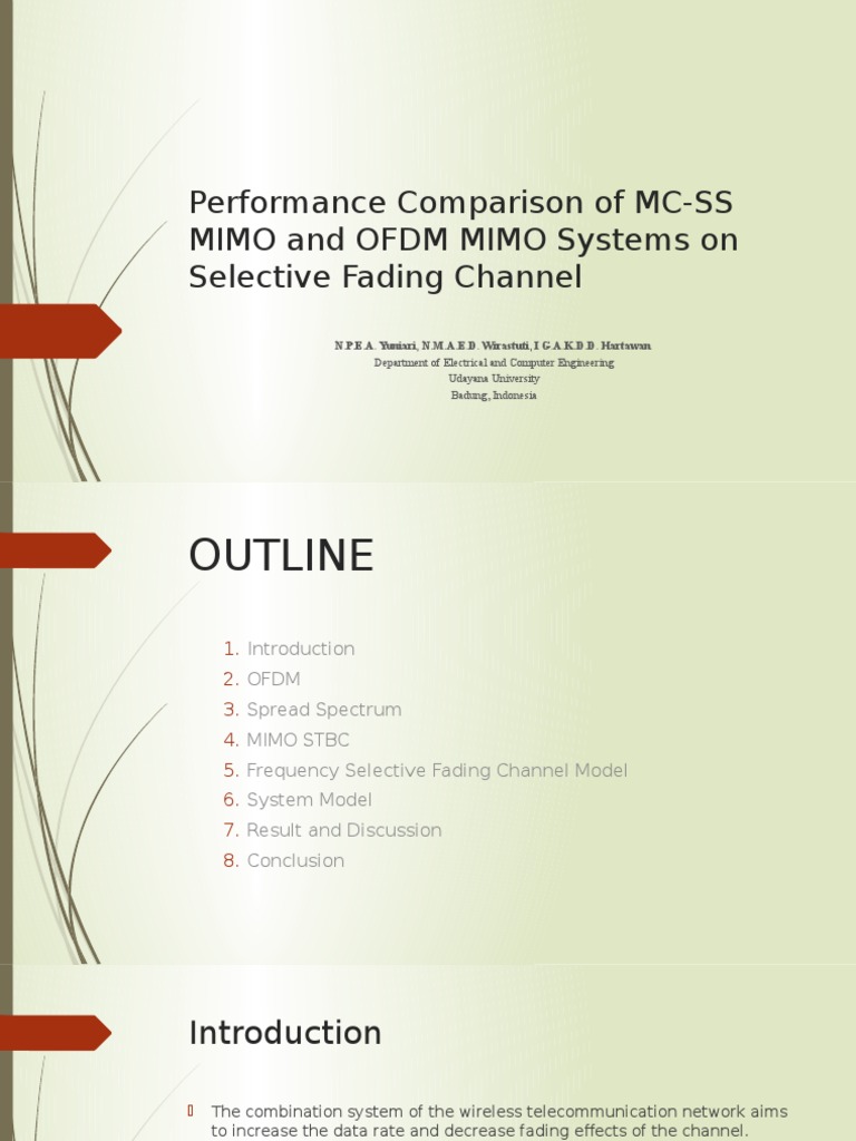 Performance Comparison of MC-SS MIMO and OFDM MIMO | PDF