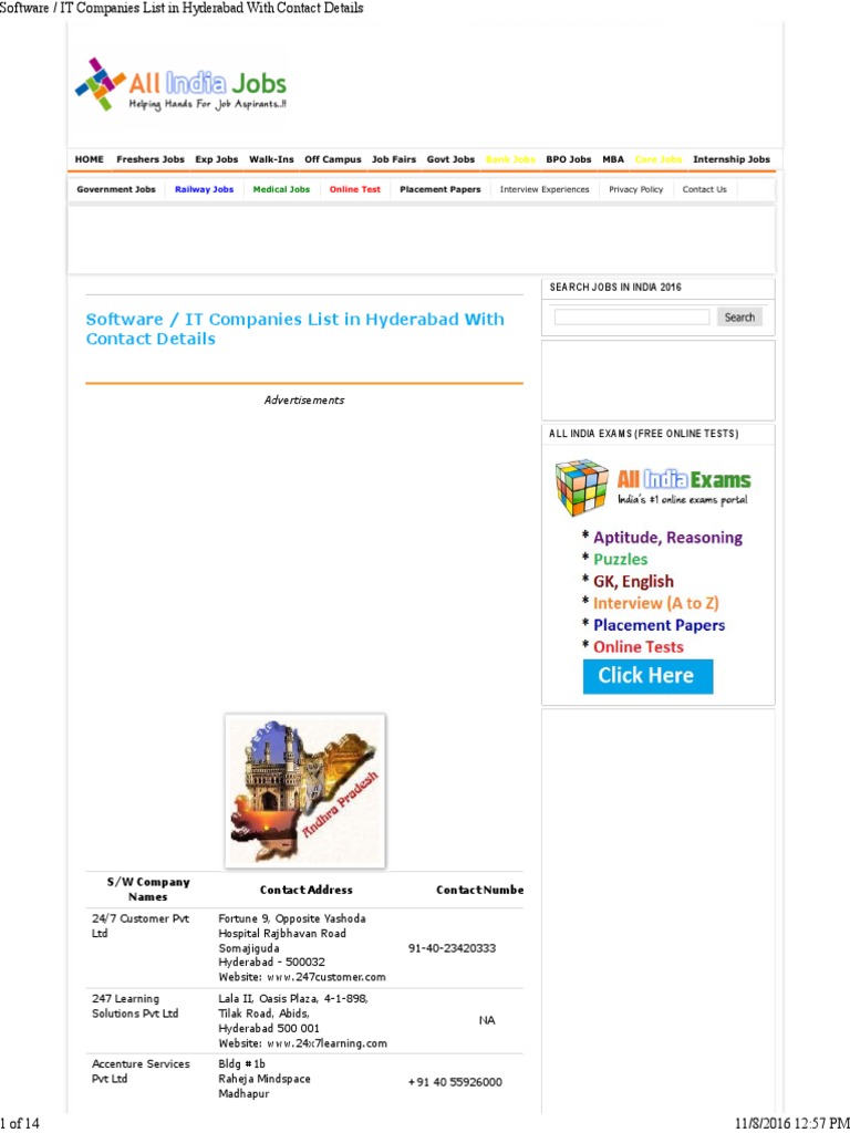 Software IT Companies List in Hyderabad With Contact Details | Service ...