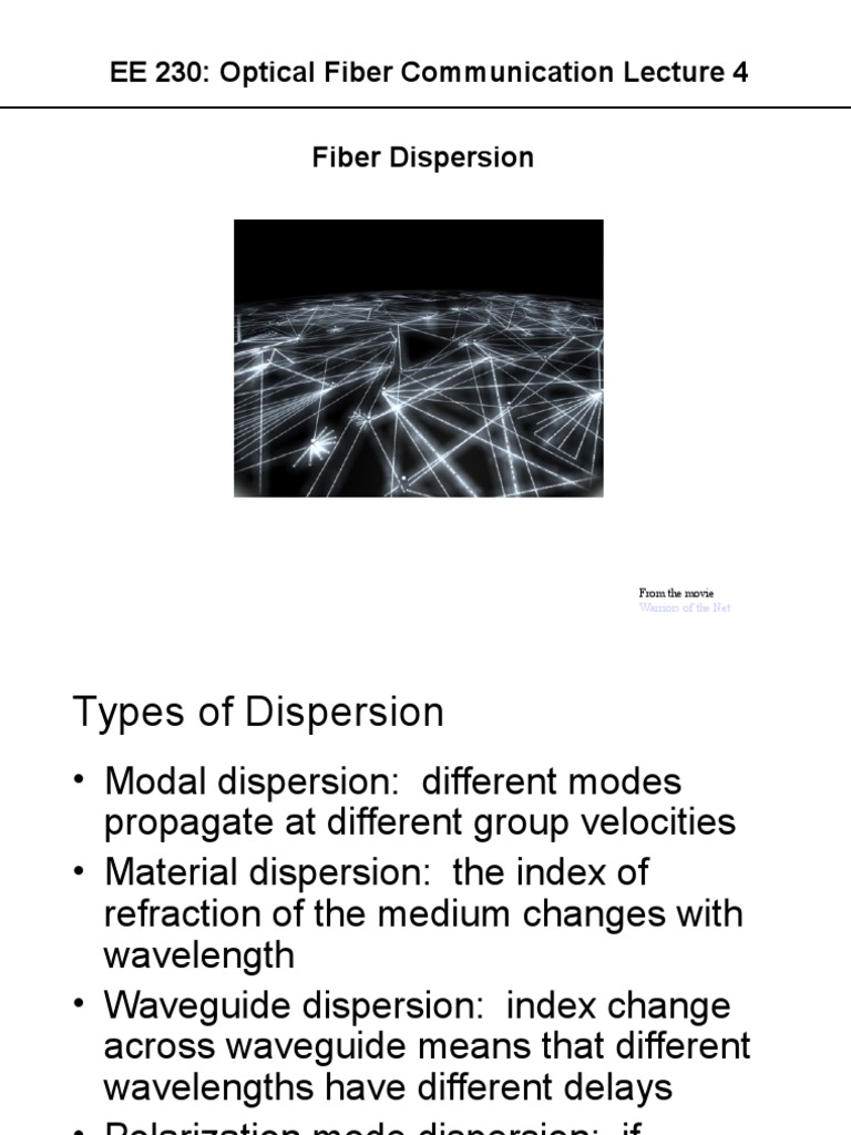 EE 230: Optical Fiber Communication Lecture 4 Fiber Dispersion | PDF ...