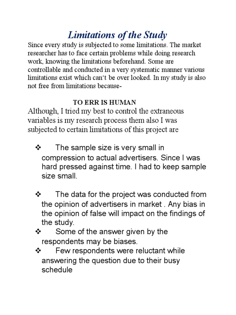 Study Limitations in Market Research | PDF