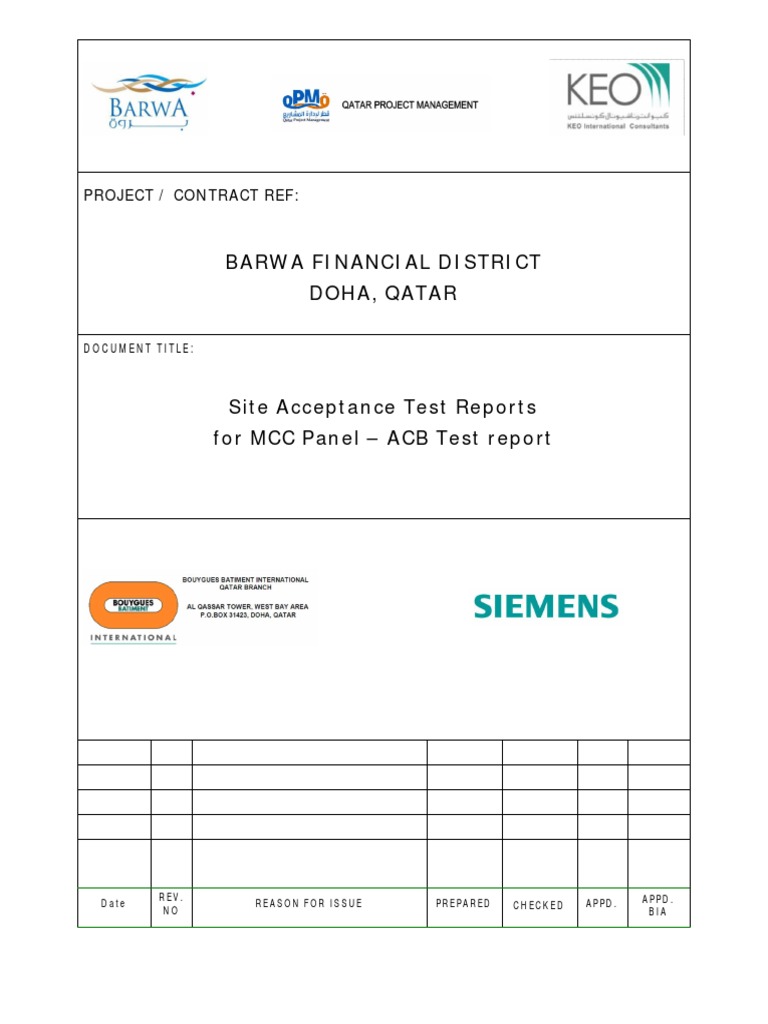 ACB Site Acceptance Test Report | PDF