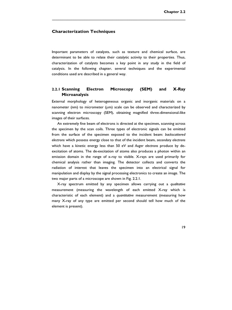 Characterization Techniques: Scanning Electron Microscopy (SEM) and X ...