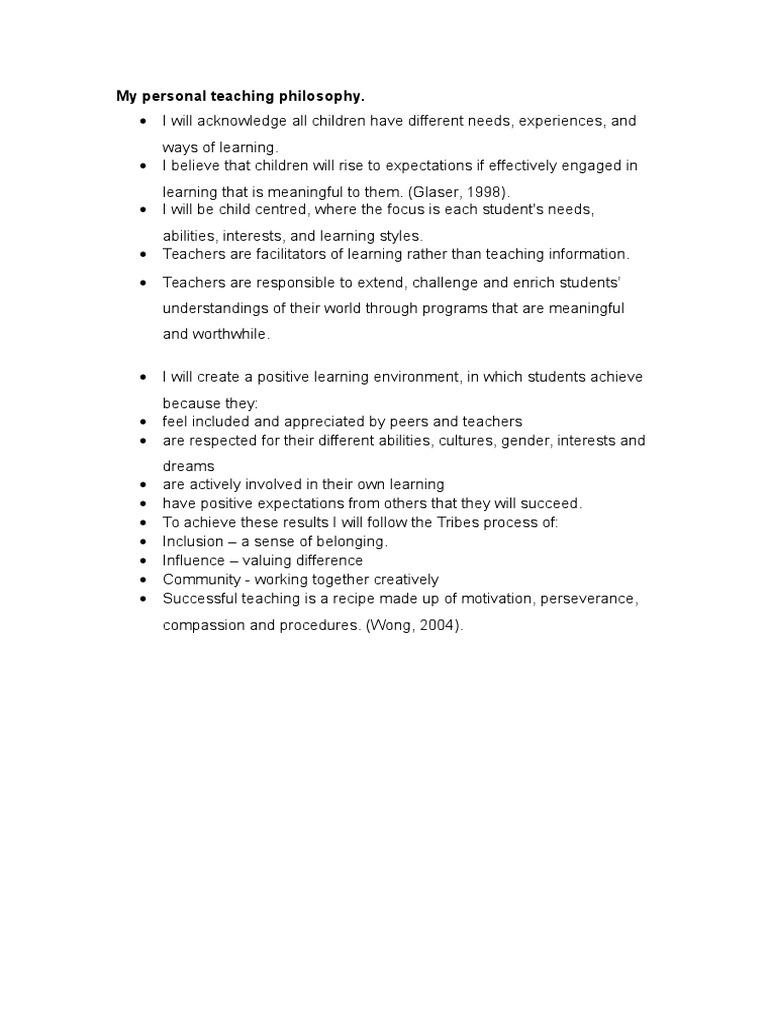 My Personal Teaching Philosophy Pdf