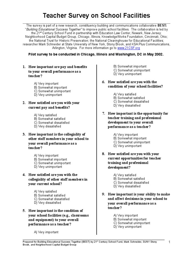 Teacher Insights on School Facilities | PDF | Classroom | Race And ...