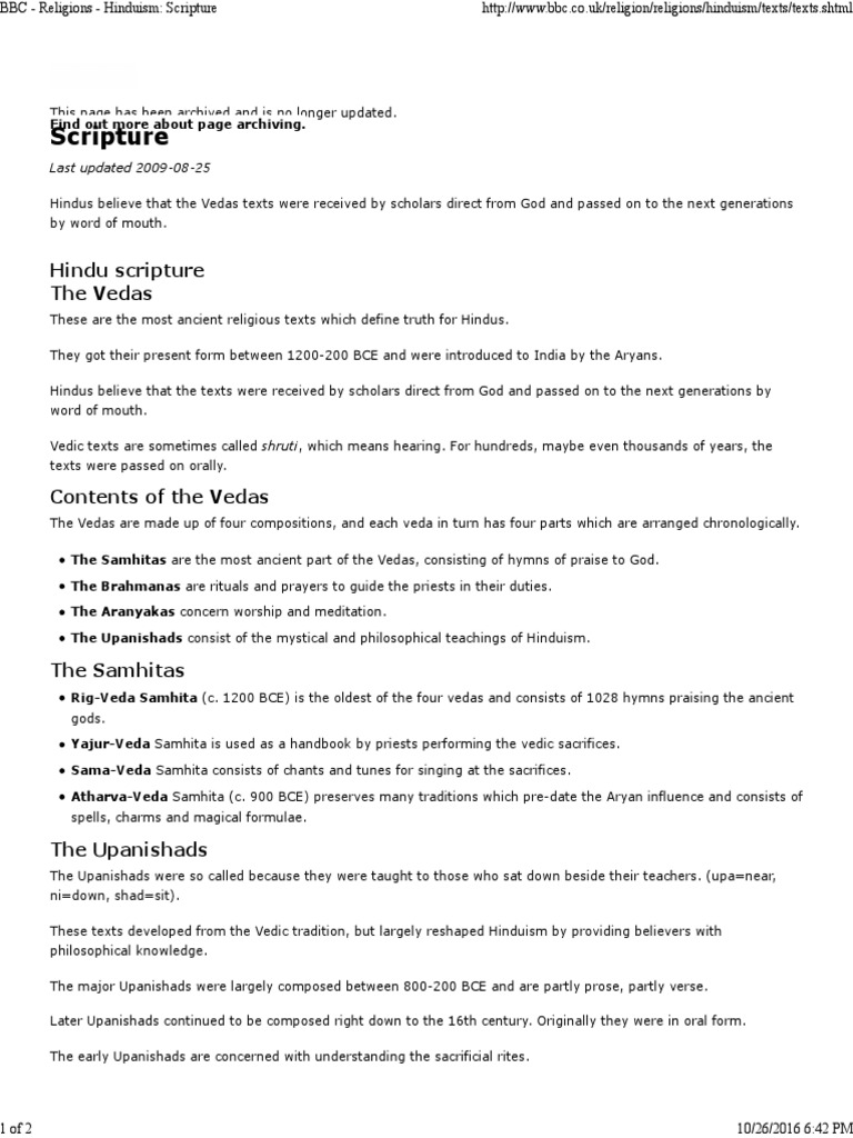 Scripture of Hinduism | PDF | Vedas | Bhagavad Gita