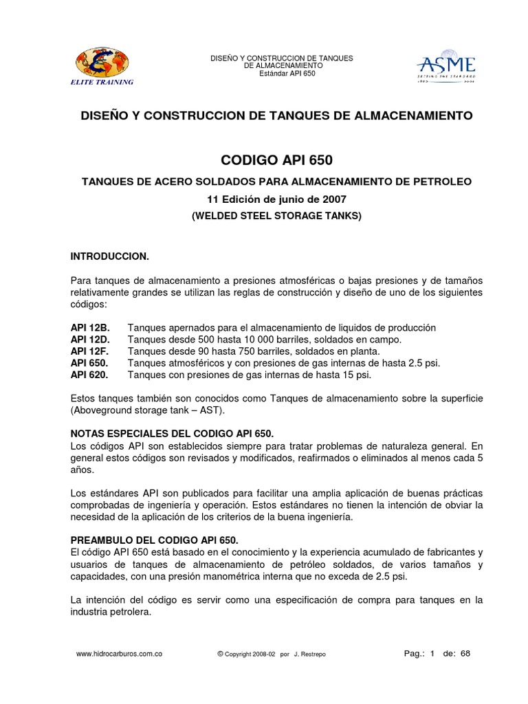 API 650 Elite Training PDF | PDF | Tornillo | Soldadura
