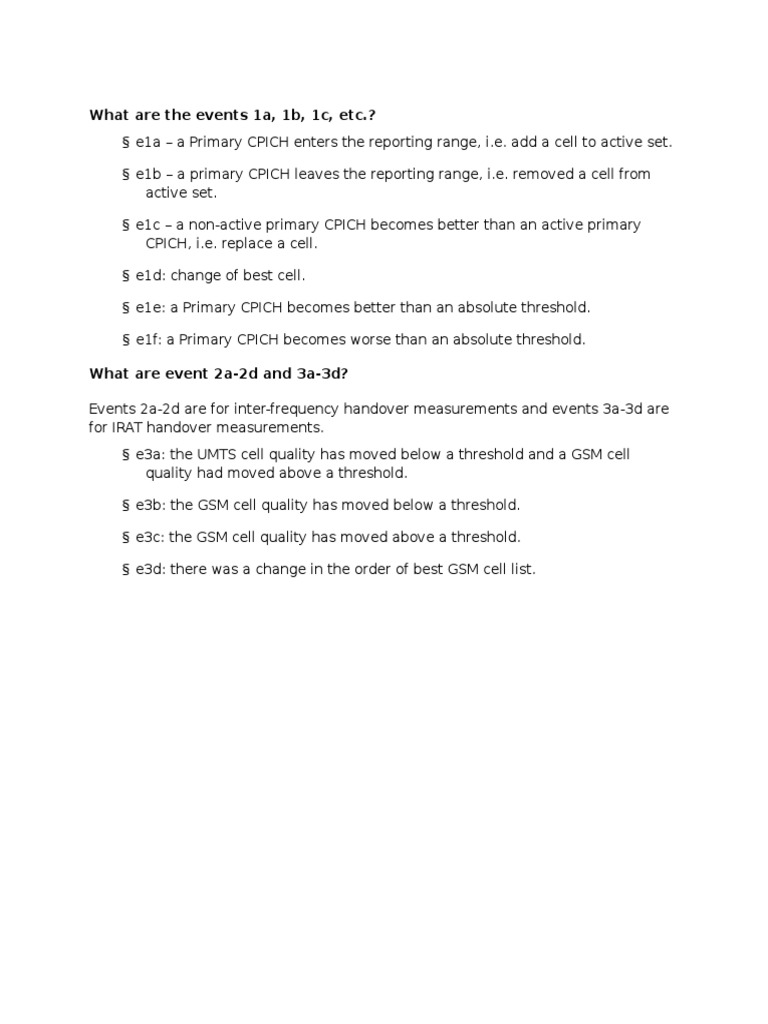 What Are The Events 1a, 1b, 1c, Etc.? | PDF