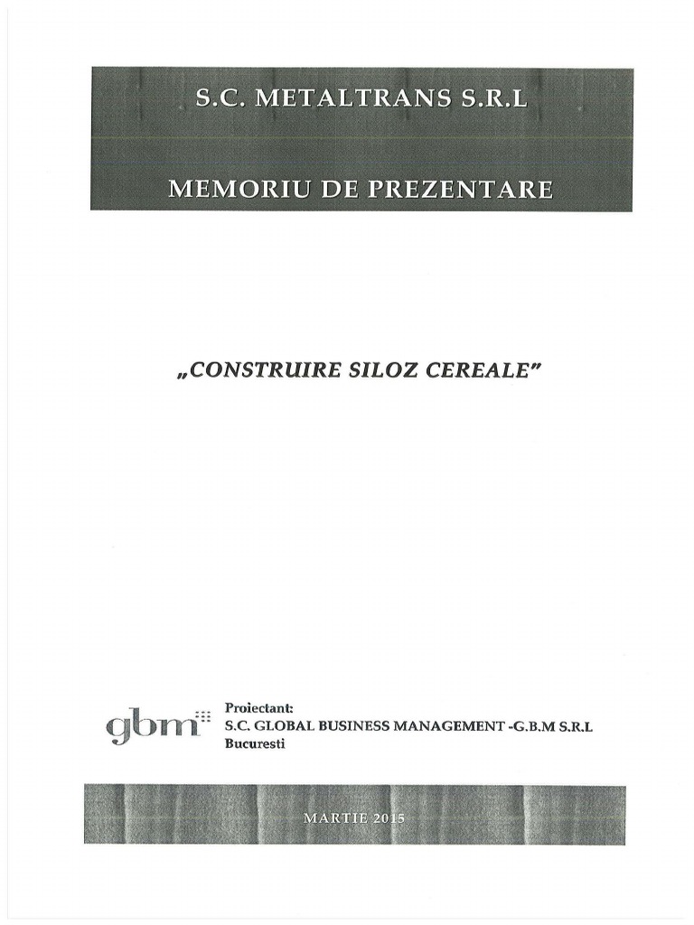 MEMORIU Metaltrans Siloz Cereale | PDF
