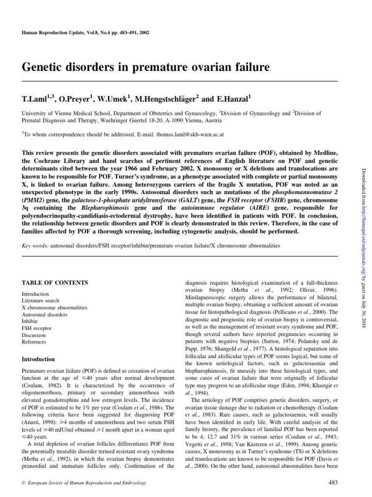 Hum. Reprod. Update 2002 Laml 483 91 | PDF | Ovary | Genetics